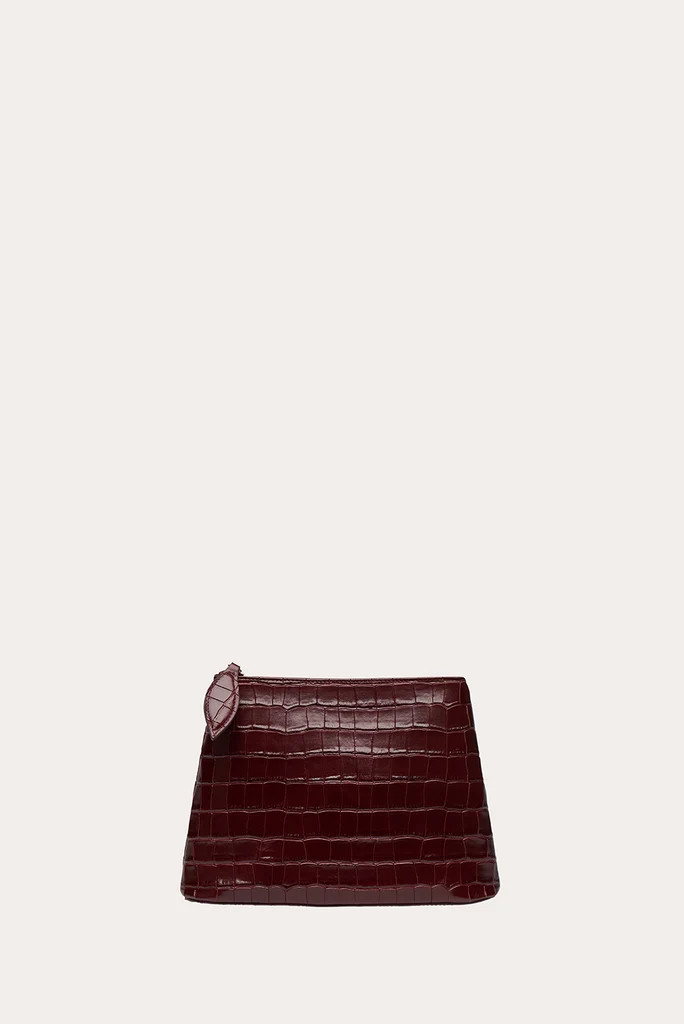 Zip Clutch Burgundy Croc | LITTLE LIFFNER
