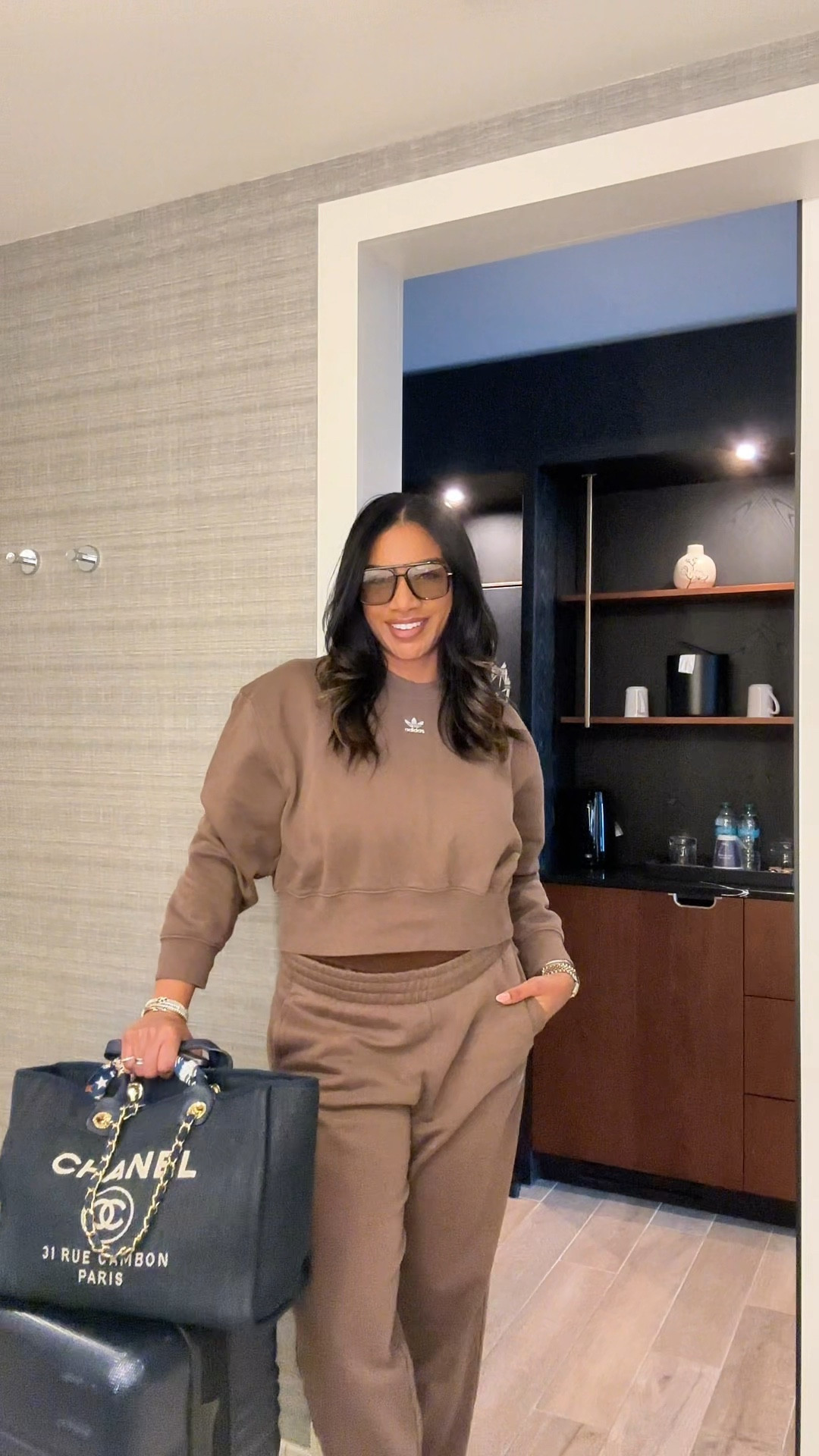 Travel outfit, matching set, Adidas, brown, matching set, airport, outfit, suitcase, carry-on, bag, sunglasses, spring outfit ideas, summer outfit ideas , sambas 

#LTKFindsUnder100 #LTKStyleTip #LTKTravel