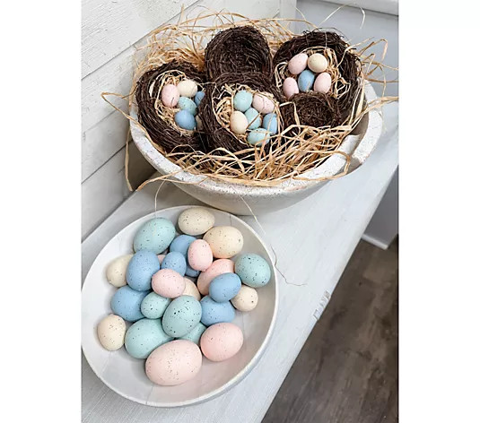 Make Your Selection: Simply Stunning 24-Piece Easter Egg & Nest Decor Set by Janine Graff | QVC