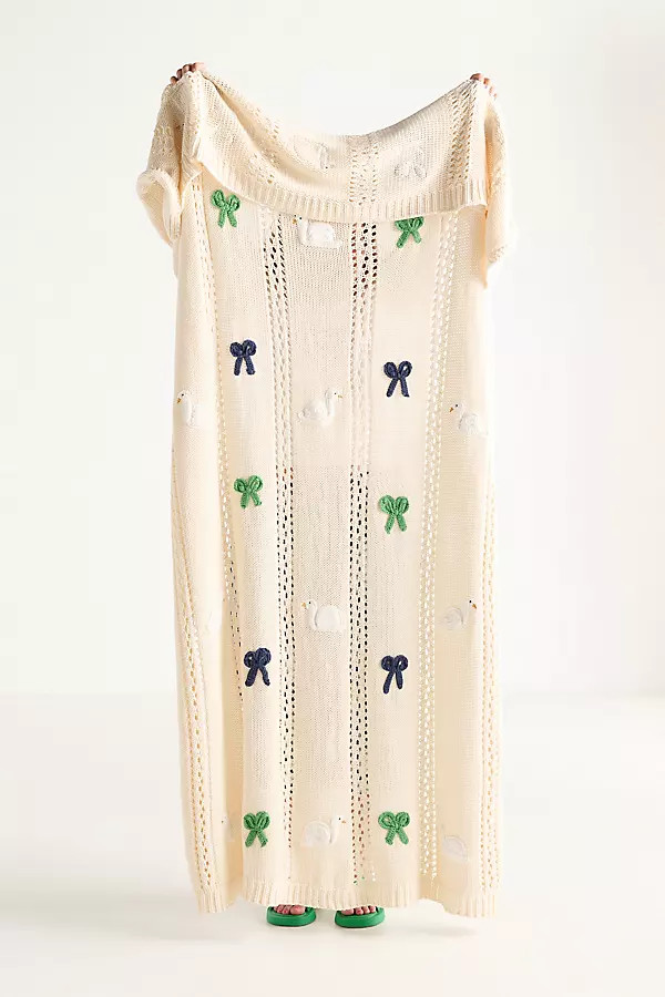 Isabella Cotton Crochet Knit Throw Blanket | Anthropologie (US)