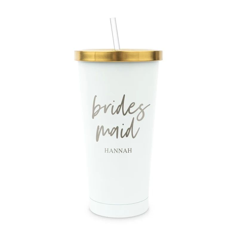Personalized Bridesmaid Tumbler With Straw Bridal Party Gift Bridesmaid Proposal Bachelorette Fav... | Etsy (US)