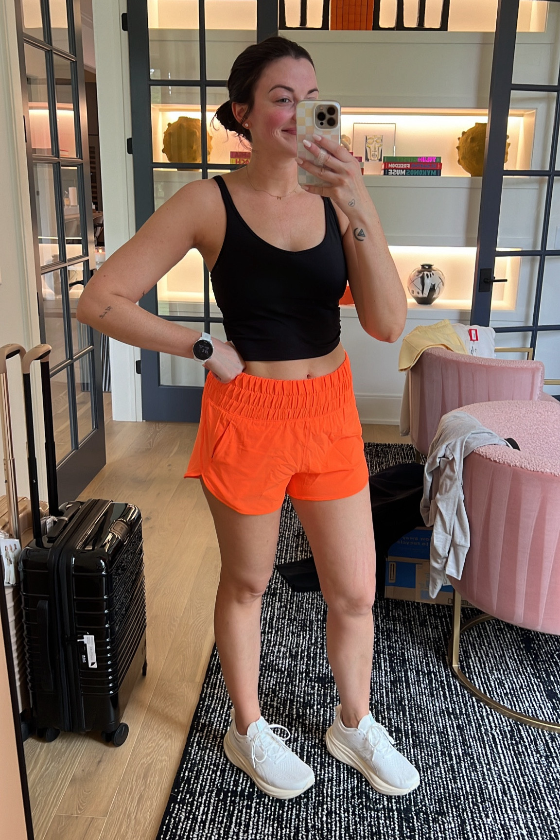 Today’s running outfit. Mediums. These shorts are comfy, but the liner rides up when I run😵‍💫

#LTKFitness #LTKActive