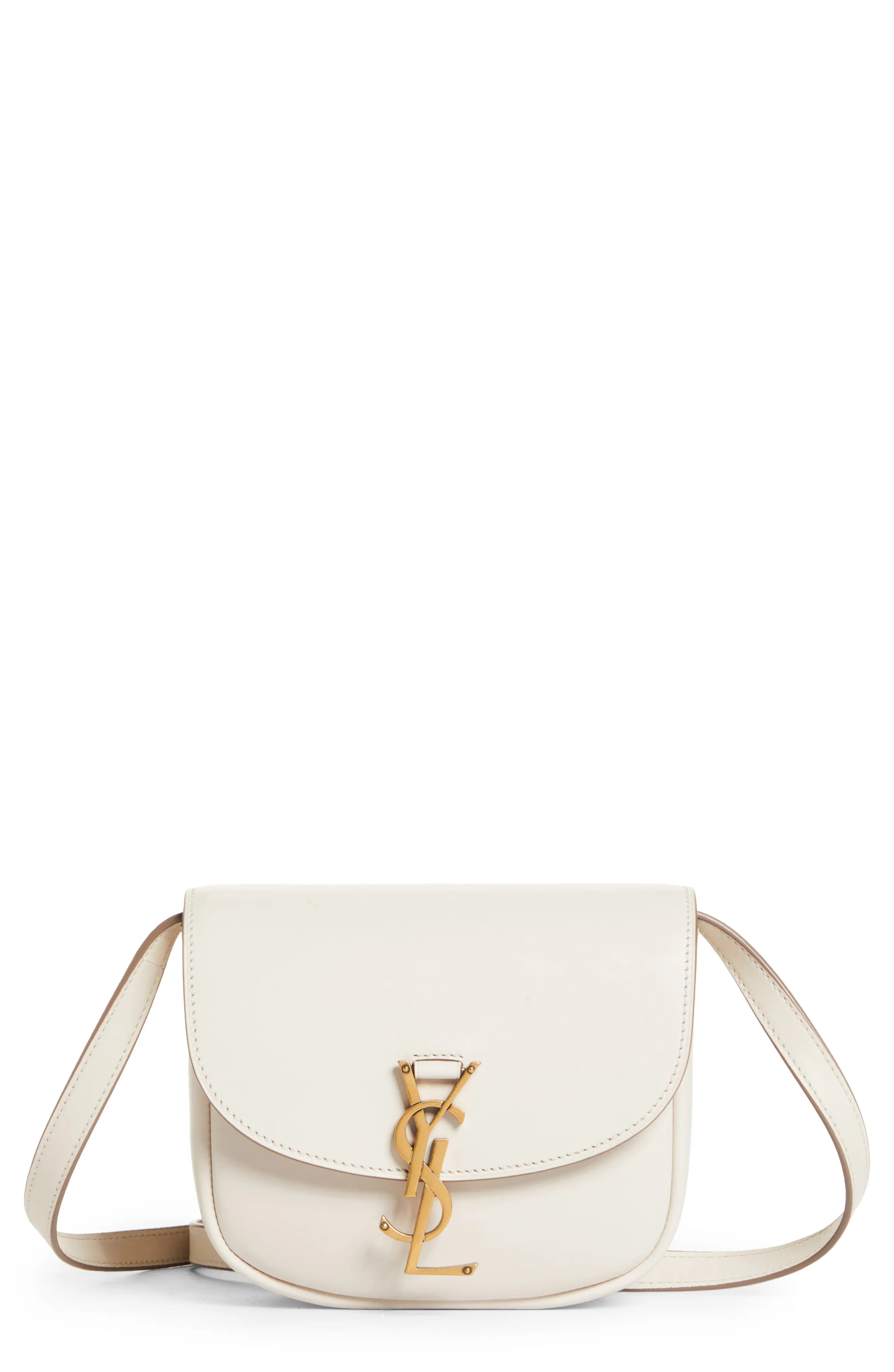 Saint Laurent Kaia YSL Monogram Leather Crossbody Bag in Latte at Nordstrom | Nordstrom
