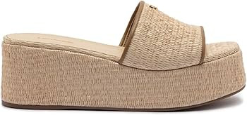 Amazon.com: Larroudé, Alex Flatform Mule In Natural Raffia and Hazelnut Trimming, 6.5, Natural :... | Amazon (US)