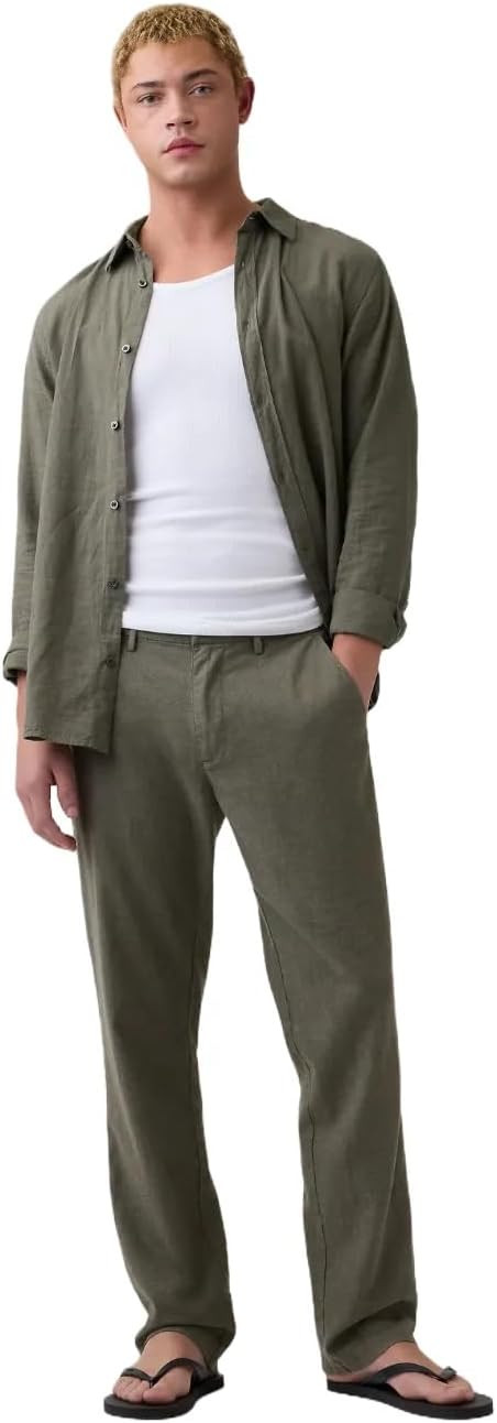 Gap Men's Linen Straight Pant | Amazon (US)