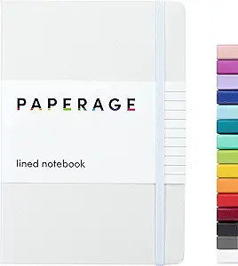 PAPERAGE Lined Journal Notebook, (White), 160 Pages, Medium 5.7 inches x 8 inches - 100 GSM Thick... | Amazon (US)