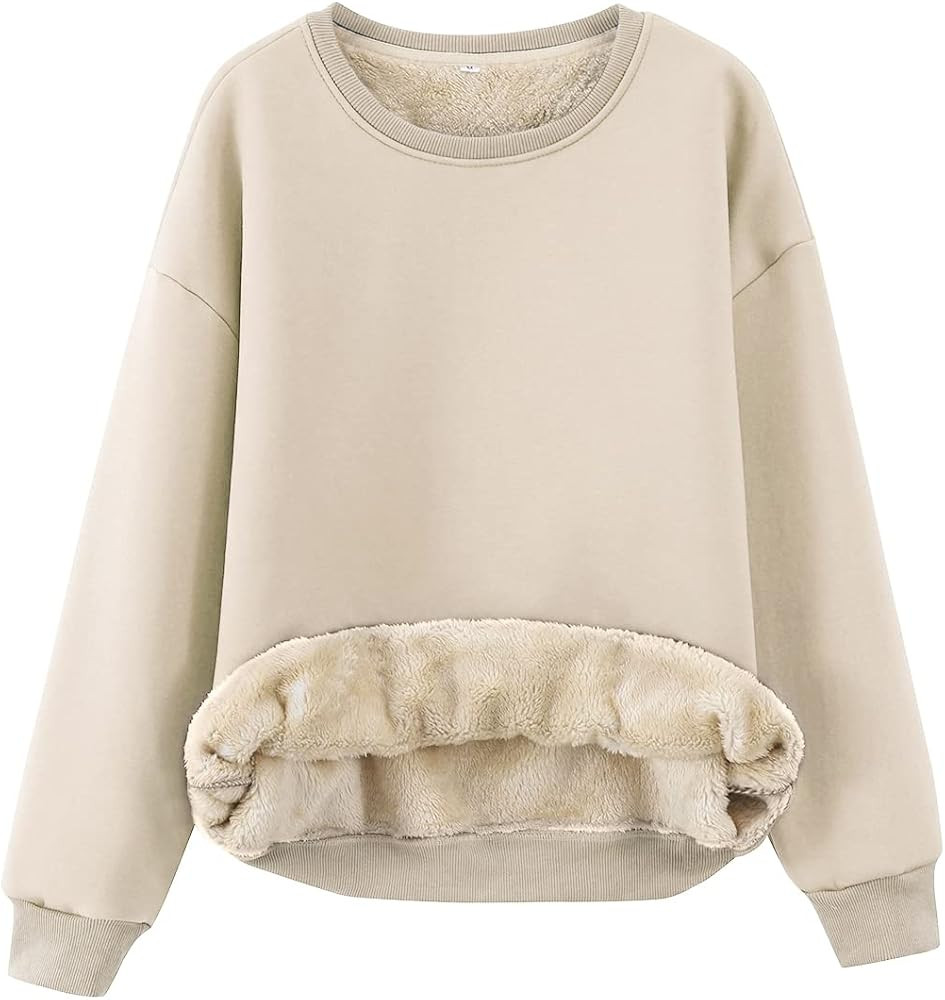 Gihuo Women's Winter Fleece Sherpa Lined Crewneck Pullover Sweatshirt | Amazon (US)
