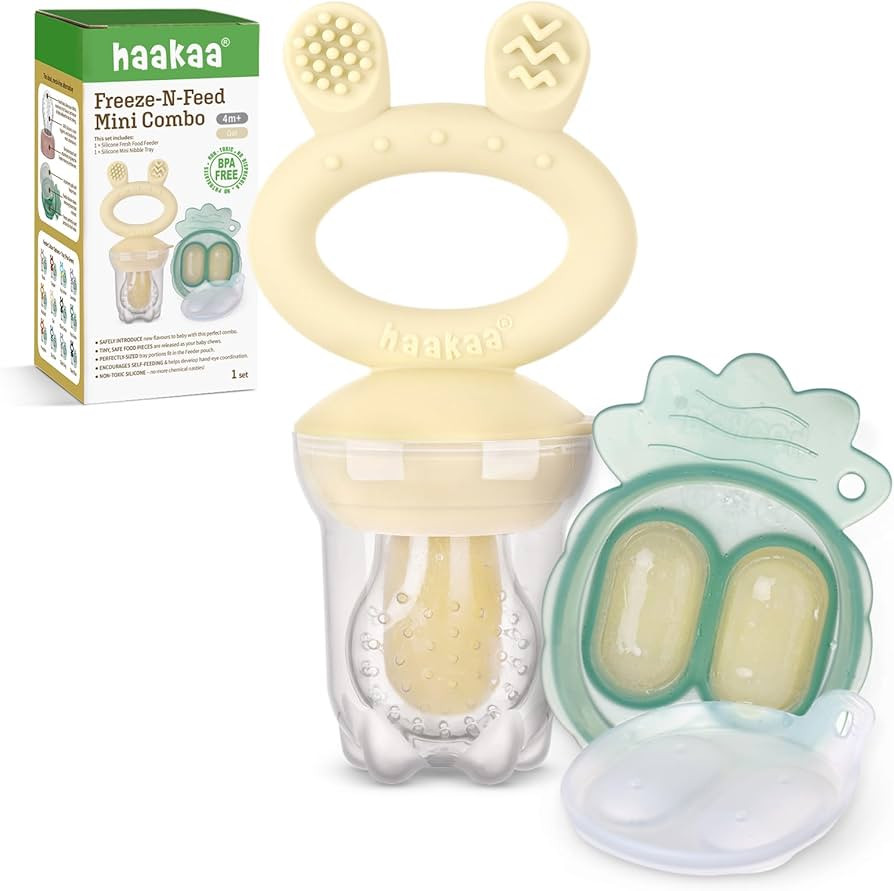 Haakaa Baby Fruit Food Feeder & Mini Freezer Nibble Tray Combo, Breastmilk Popsicle Molds for Bab... | Amazon (US)