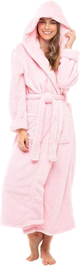 Alexander Del Rossa Womens Fluffy Robe, Fuzzy Robe for Women, Long Hooded Plush Robes for Women, ... | Amazon (US)