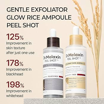 Dr.Melaxin Peel Shot Glow Rice Peeling Ampoule Duo Daily Soft Exfoliating Face and Body Scrub Dea... | Amazon (US)