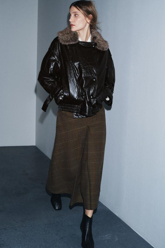 SHINY FAUX FUR COLLAR JACKET ZW COLLECTION | Zara Canada