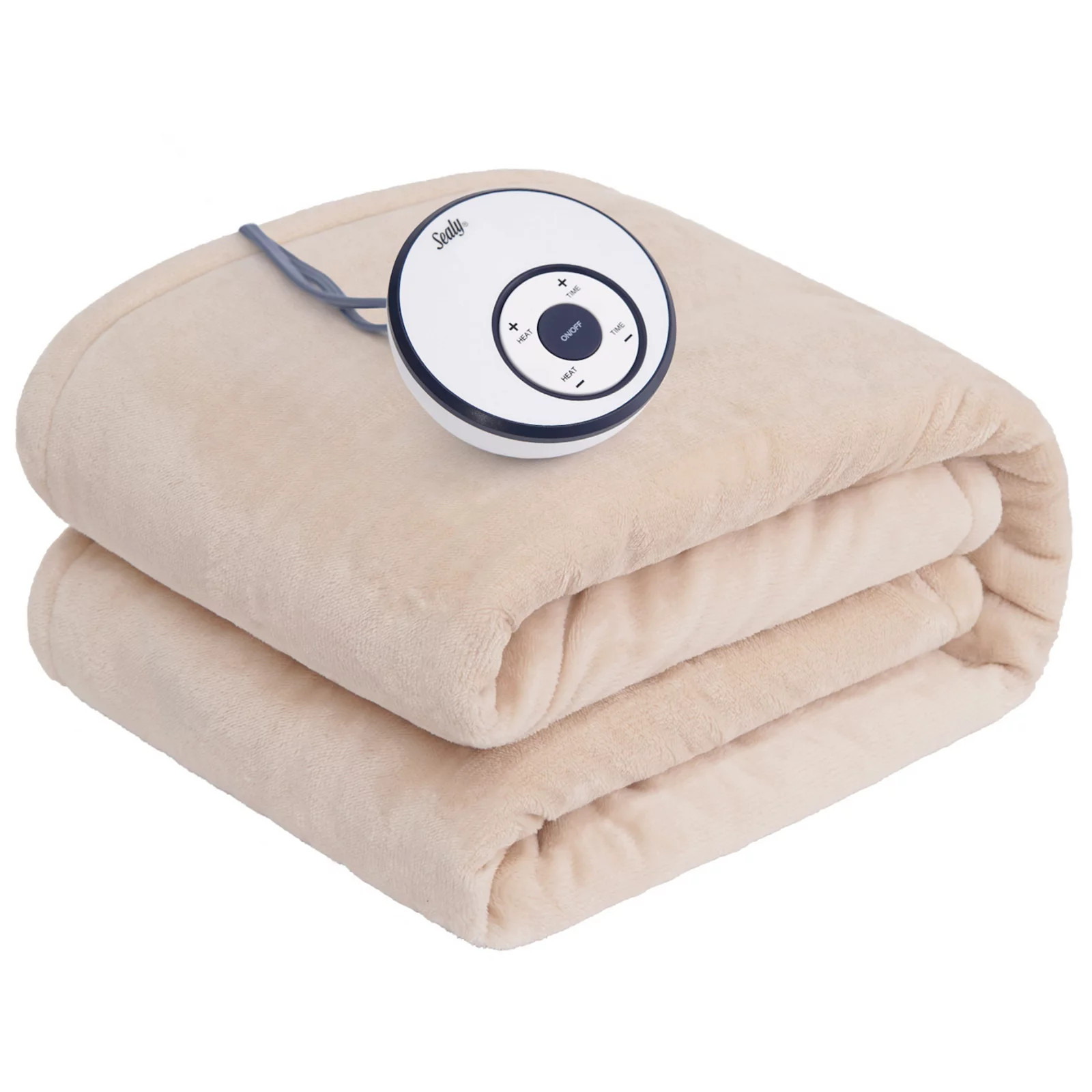 Sealy Heated Flannel Throw Blanket, Beige Khaki | Kohl's