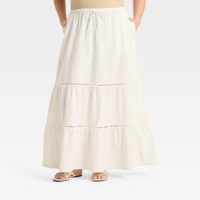 Women's Tiered Maxi A-Line Skirt - Ava & Viv™ White XXL | Target