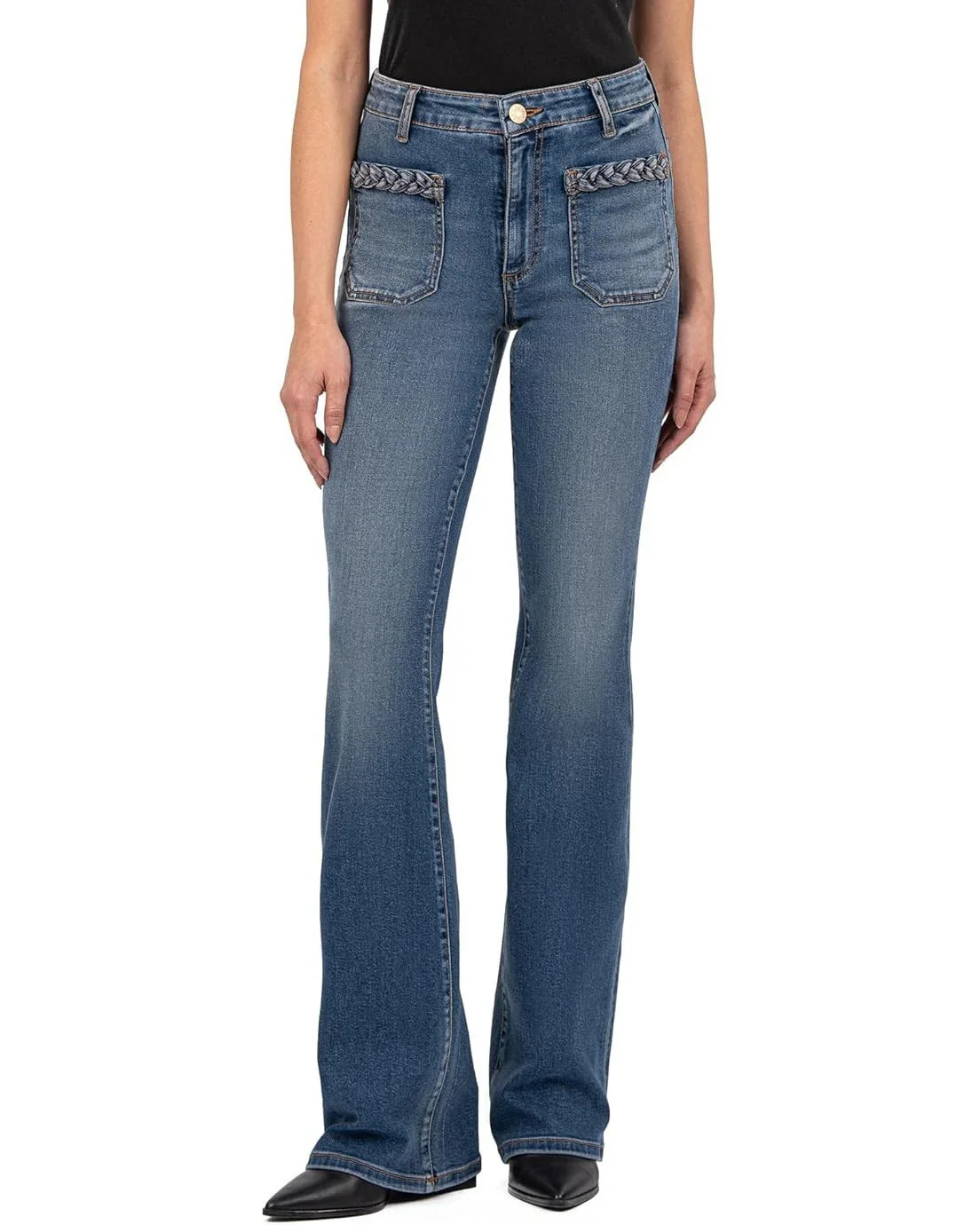 Women's KUT from the Kloth Ana Jeans Blue Patch Pockets High Rise Flare RED1105 | Shop Simon