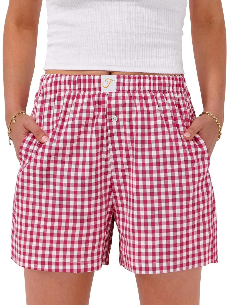 Fantaslook Plaid Shorts for Women Button Gingham Cotton Shorts Summer Lounge Boxers Beach Shorts ... | Walmart (US)