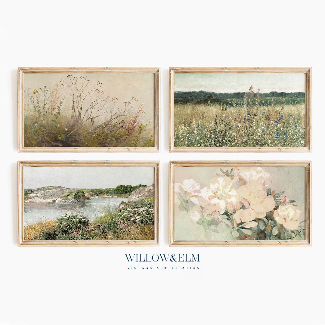 Samsung Frame TV Art Spring Bundle Set of 4 | Wildflowers Field | Flower Meadow | Vintage Paintin... | Etsy (US)
