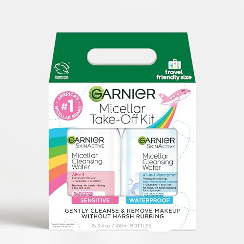 Garnier Micellar Water Travel Size Take-off Kit, All-In-1 Facial Cleanser & Makeup Remover, Mini All-In-1 Micellar + Mini Remover for Waterproof Makeup | Amazon (US)