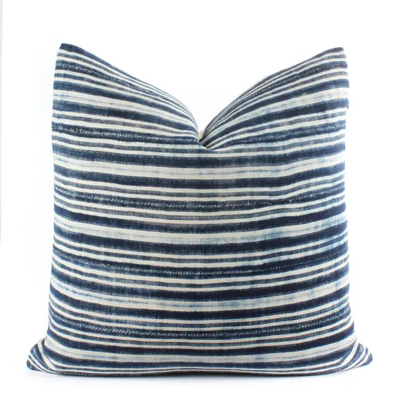 African Indigo Mudcloth Pillow Cover, Boho Pillow, Vintage, Ethnic, Textile, Faded, Handwoven, 22x22 | Etsy (US)