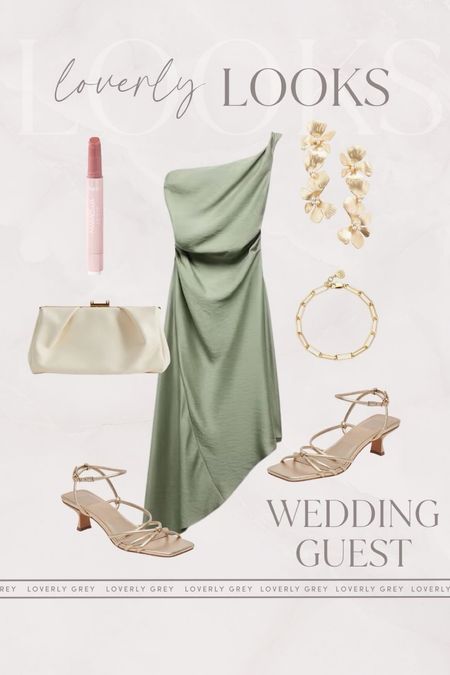 Loverly Grey wedding guest outfit idea. I love this asymmetric Mango dress and gold heels. 

#LTKSeasonal #LTKstyletip #LTKwedding