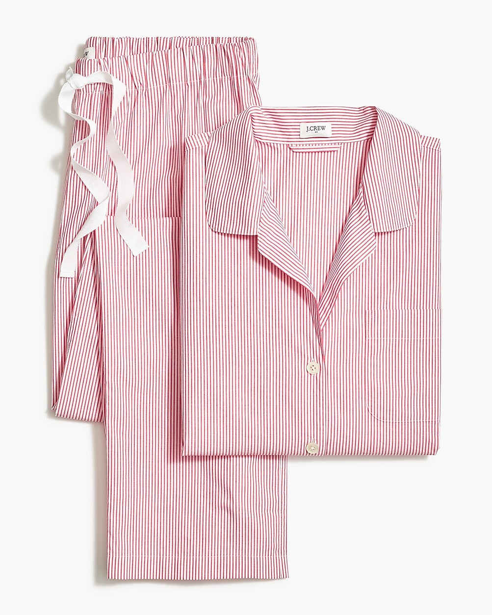 Long-sleeve striped cotton poplin pajama set | J.Crew Factory