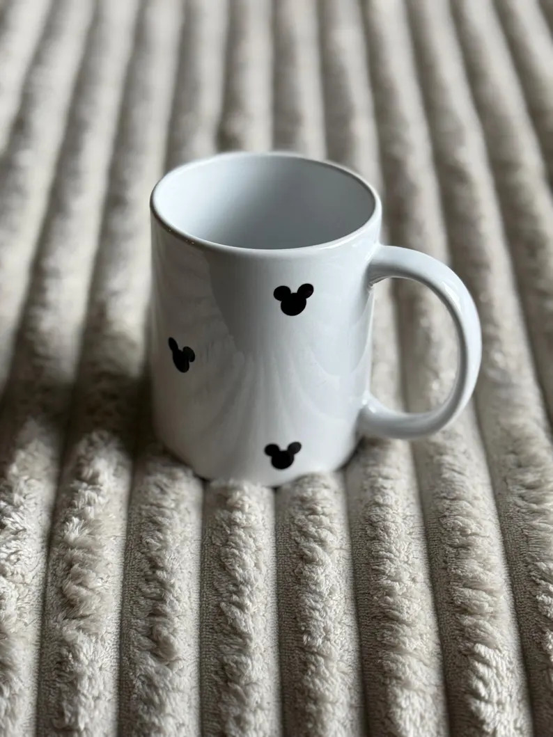 Minimalist Disney-inspired Mug // Black Mickey Silhouette Design // Modern Ceramic Coffee Cup for... | Etsy (US)