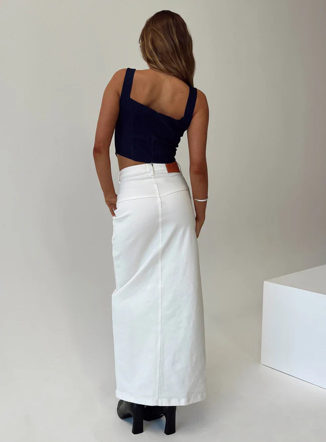 Batkins Maxi Skirt Cream Denim | Princess Polly US