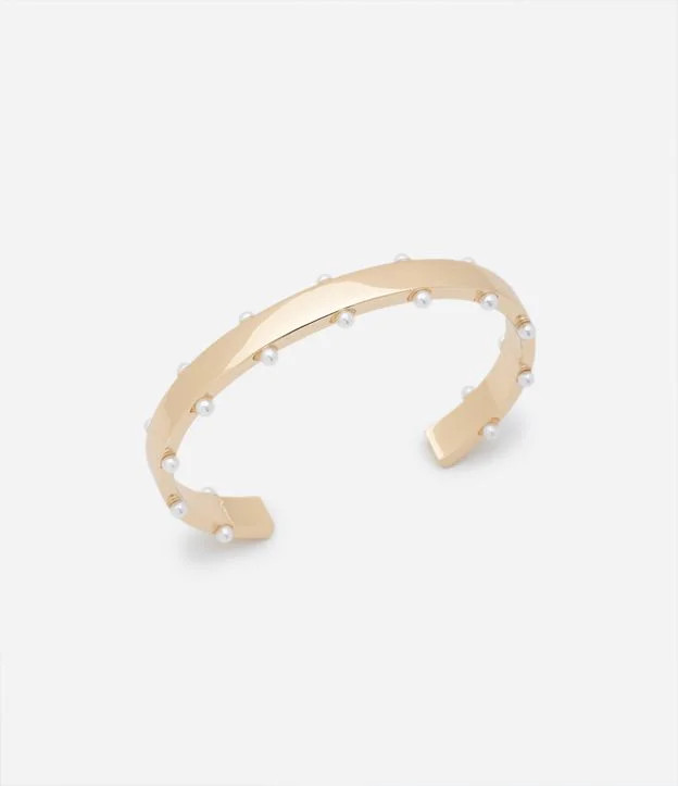 Bracelete Rígido com Mini Pérolas Aplicadas Dourado | Renner (BR)