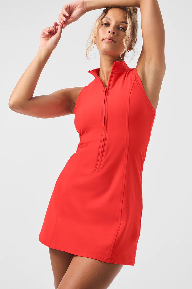 Alosoft Carefree 1/2 Zip Dress - Red Hot Summer | Alo Yoga