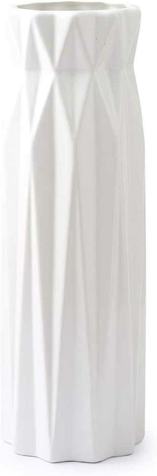 Anding Modern Ceramic Flower Pot/White vase Round Ceramic Grooved Flower Pot, Vase Large, Rose va... | Amazon (US)