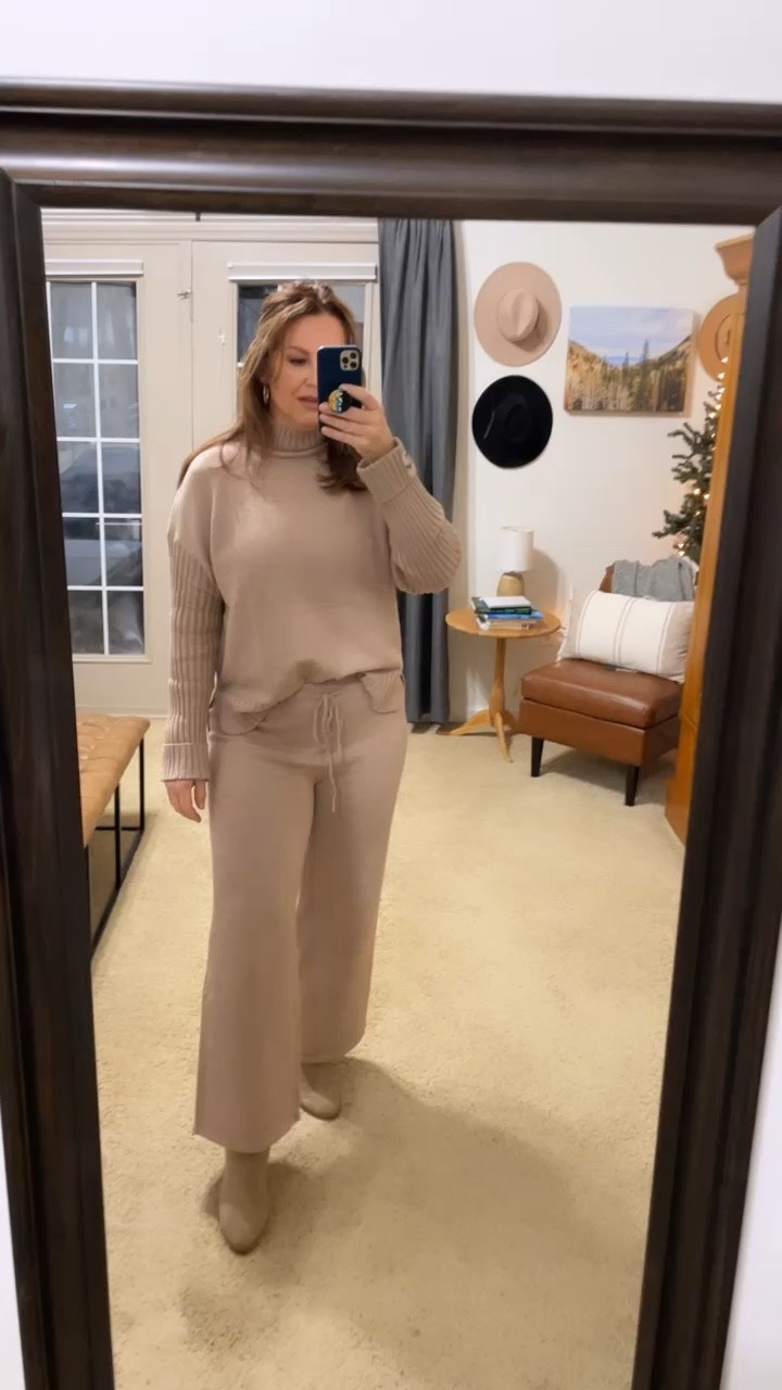Amazon Fashion on repeat! Living in this cozy 2-piece sweater set - wearing size large (I’m 5’8” for reference)  

#LTKSeasonal #LTKfindsunder100 #LTKmidsize