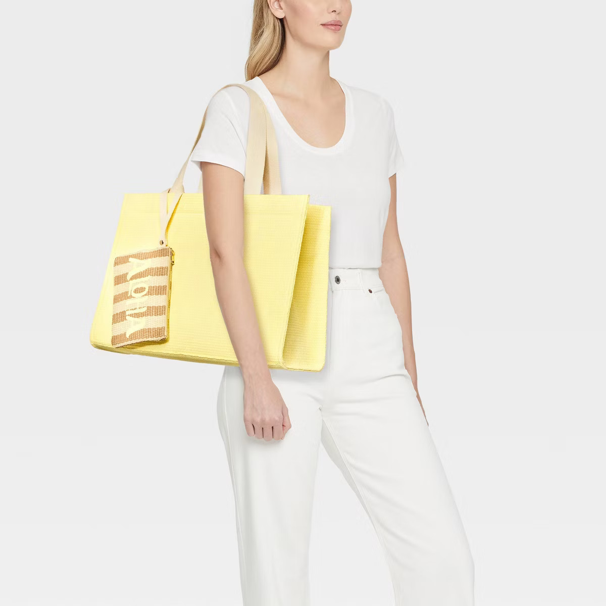 Elevated Straw Tote Handbag with Zip Pouch - A New Day™ | Target