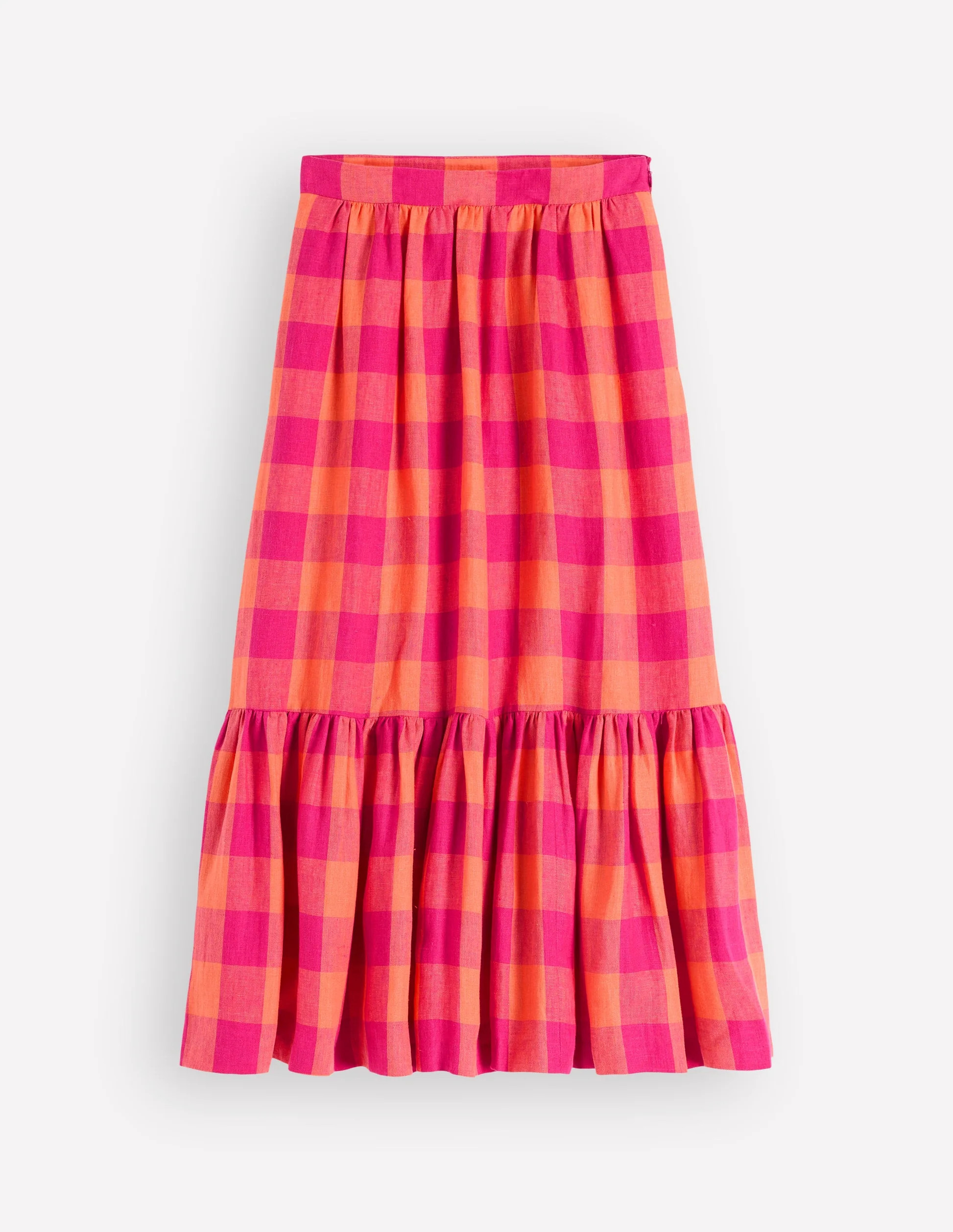 Abigail Linen Maxi Skirt-Zesty Orange, Pink Gingham | Boden (US)