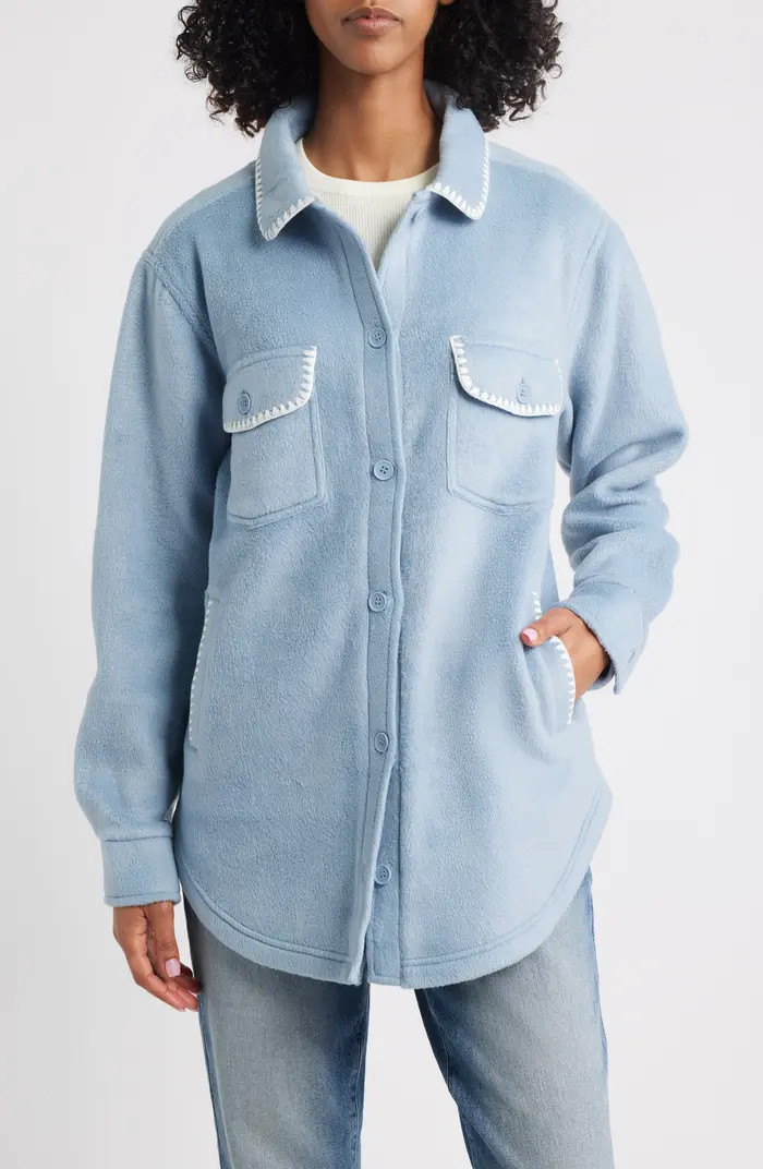 Whipstitch Detail Polar Fleece Shirt Jacket | Nordstrom