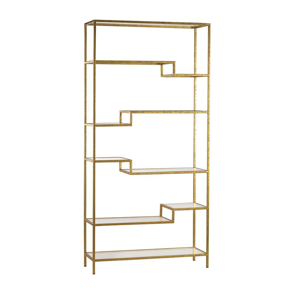 Gold Open Bookcase, Gold/Mirror | Home Depot