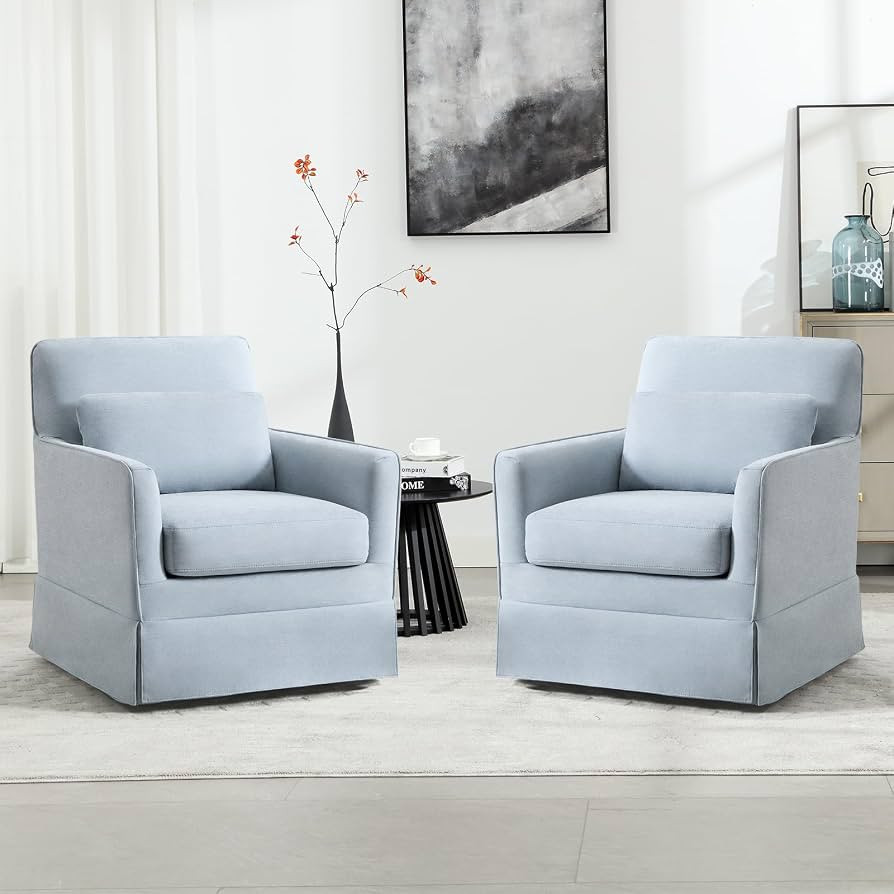 INZOY Swivel Accent Chair Set of 2, Mid Century Modern Chair, Comfy Swivel Barrel Reading Chair, ... | Amazon (US)