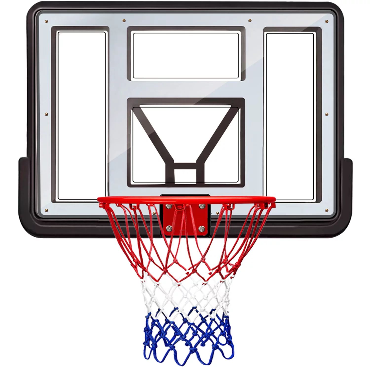 Basketball Backboard and Rim Combo, 44'' x 30'' Wall Mounted Basketball Hoop Shatterproof Polycar... | Walmart (US)