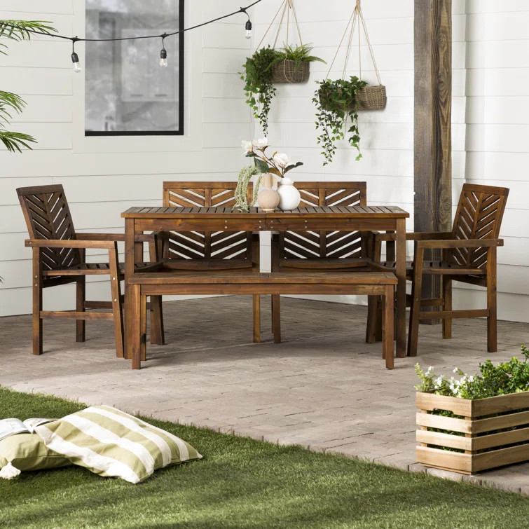 Alfonsi 7 - Person Rectangular Outdoor Dining Set | Wayfair North America