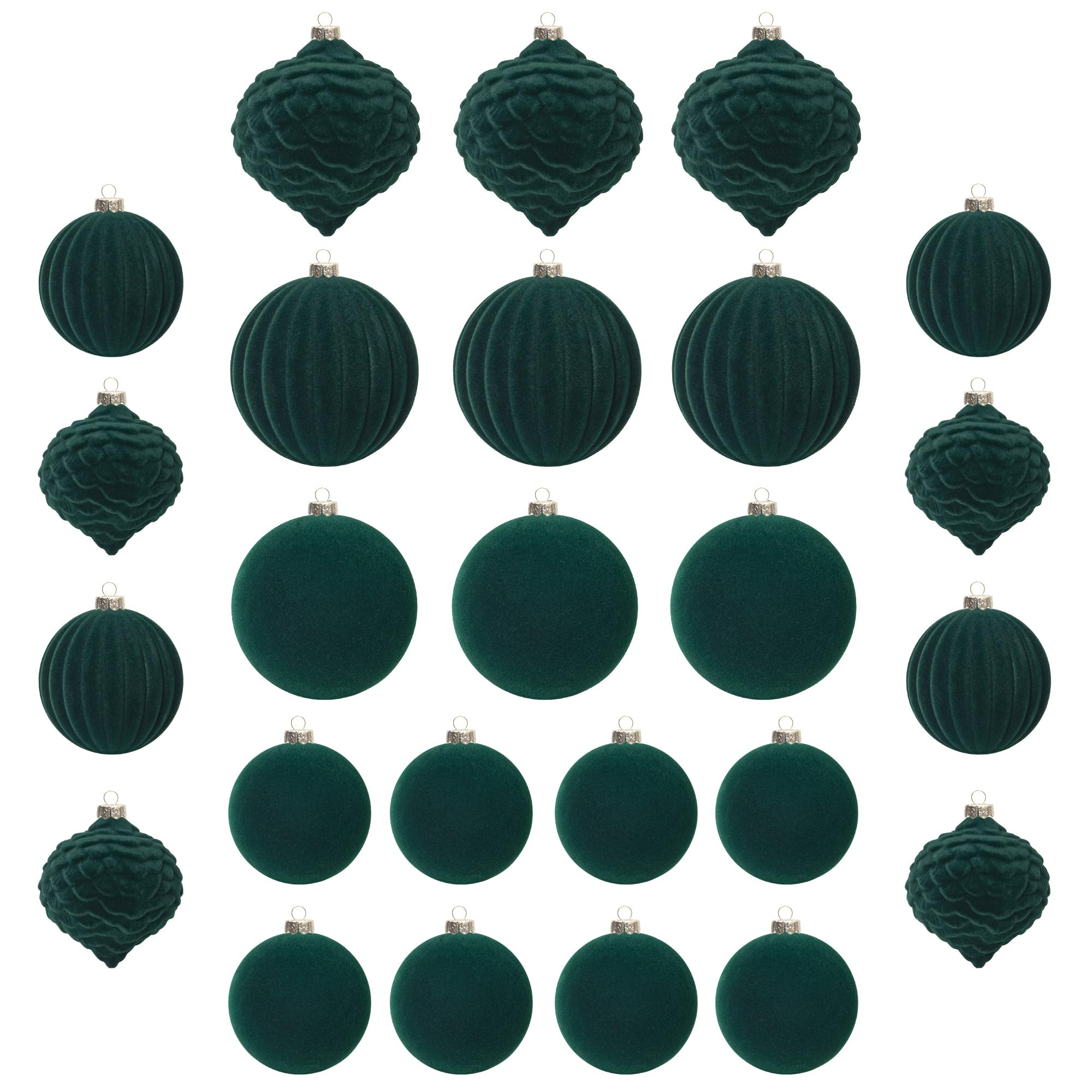 KI Store Velvet Christmas Balls Green 25pcs Flocked Christmas Tree Ornaments Assortment for Xmas ... | Amazon (US)