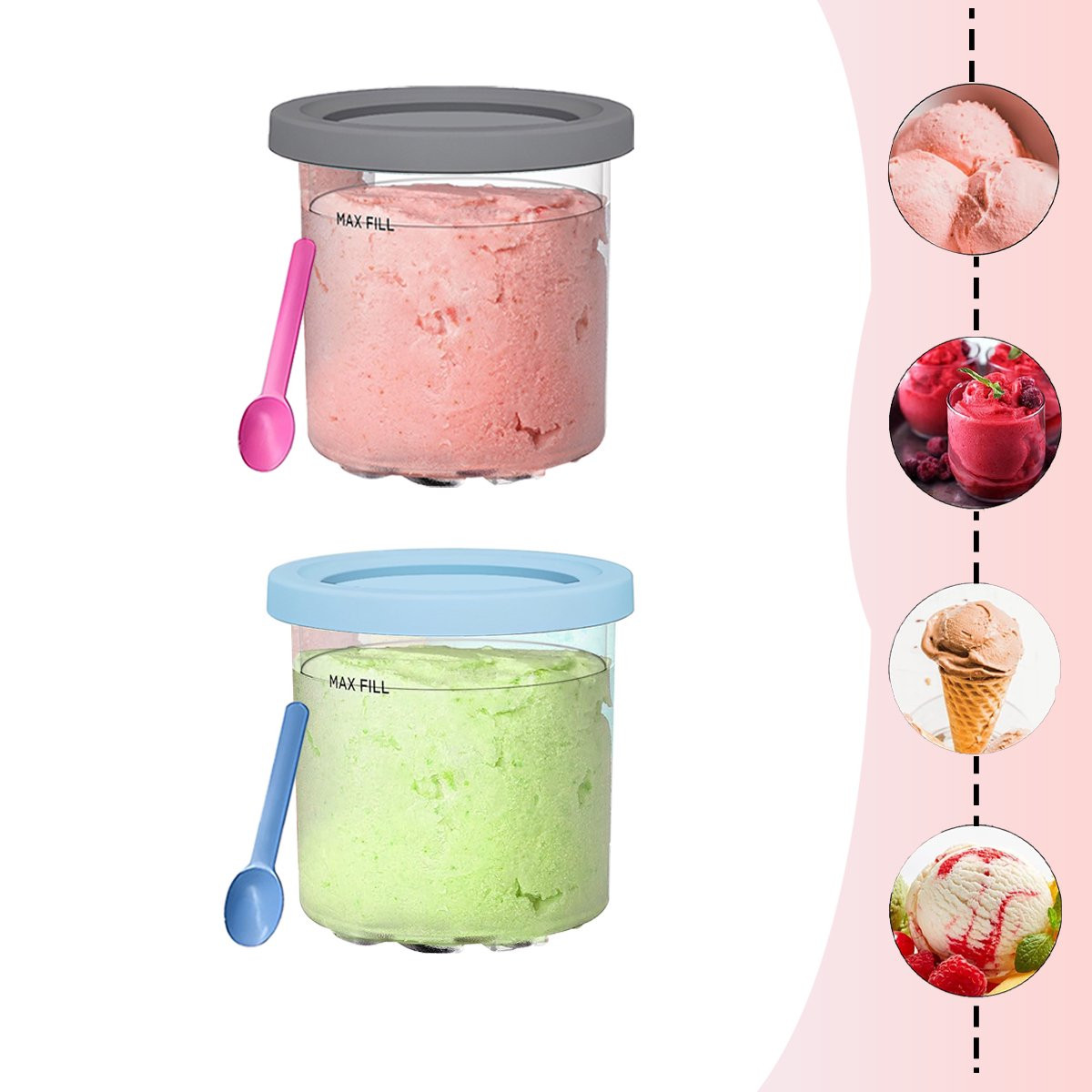 2Pack Ice Cream Pint Containers Replacement for Ninja Creami Pints and Lids, Compatible with NC30... | Walmart (US)