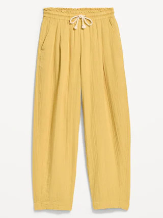 High-Waisted Crinkle Gauze Barrel Ankle Pants | Old Navy (US)