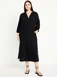 Crinkle Gauze Midi Dress | Old Navy (US)