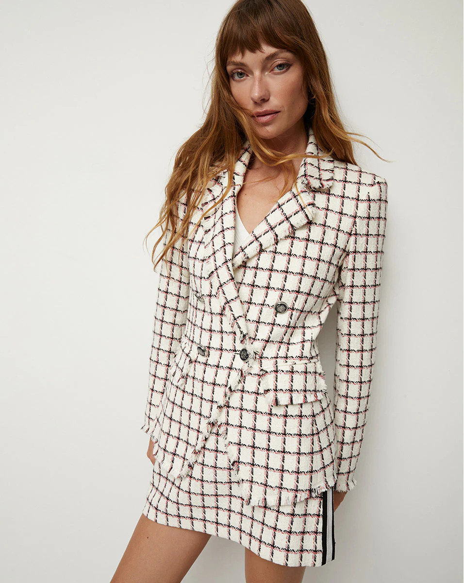 Taja Graphic Tweed Dickey Jacket | Veronica Beard