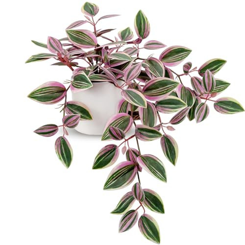 GnFlus Fake Hanging Plants in Ceramic Pot, 20 Inch Artificial Pink Ivy Leaves Plant Faux Greenery Vine Plants for Home Bedroom Office Table Shef Desk Indoor Outdoor Decor Pink | Amazon (US)