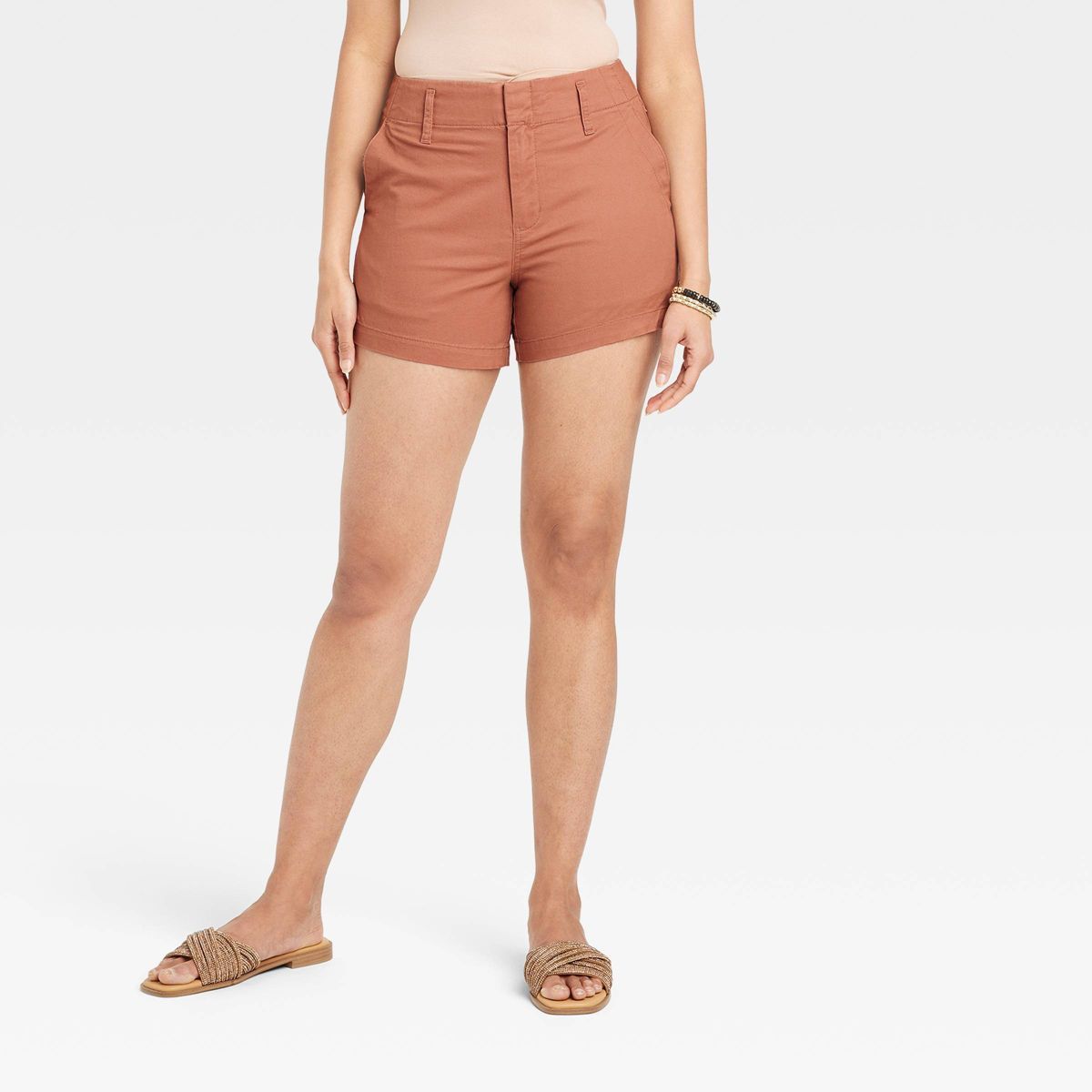 Women's High-Rise Everyday Chino Shorts - A New Day™ Brown 4 | Target
