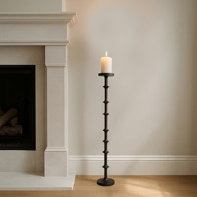 Tall Decorative Metal Floor Candle Holder - Modern Pillar Candle Stand for Home or Event Centerpieces for Console Tables - 36", Black | Target