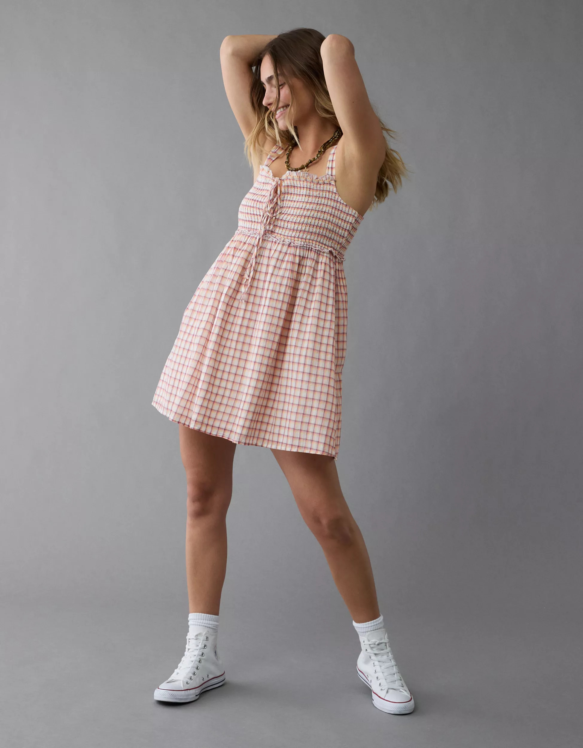 AE Plaid Babydoll Mini Dress | American Eagle Outfitters (US & CA)