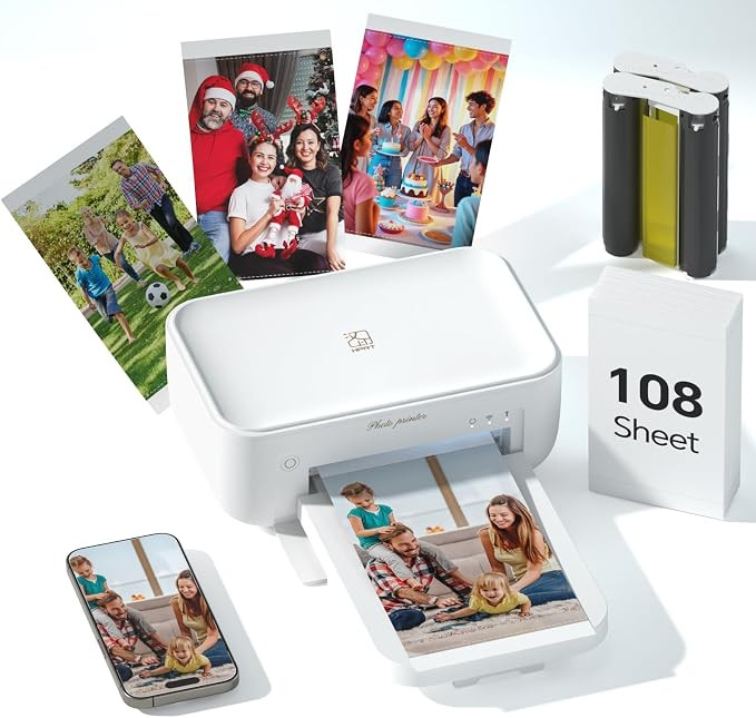 HPRT Photo Printer 4x6 with 108 Sheets & 2 Cartridges, Instant Picture Printer for iPhone & Andro... | Amazon (US)