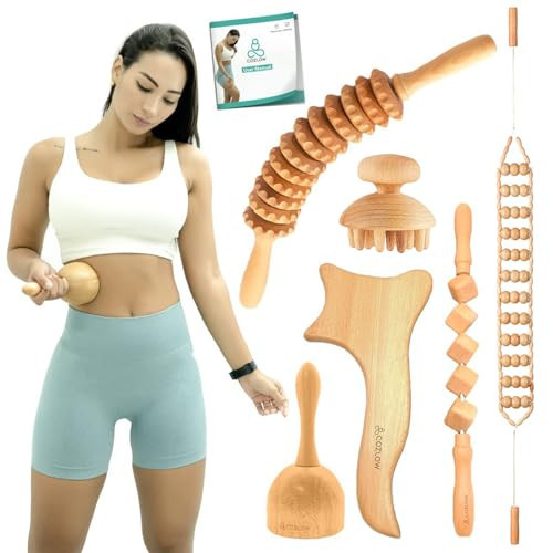 COZLOW 6-in-1 Wood Therapy Massage Tools - Professional Maderoterapia Kit for Body Sculpting, Shaping, Fascia Release & Lymphatic Drainage - Maderotherapy Helps Reduce Cellulite Appearance | Amazon (US)