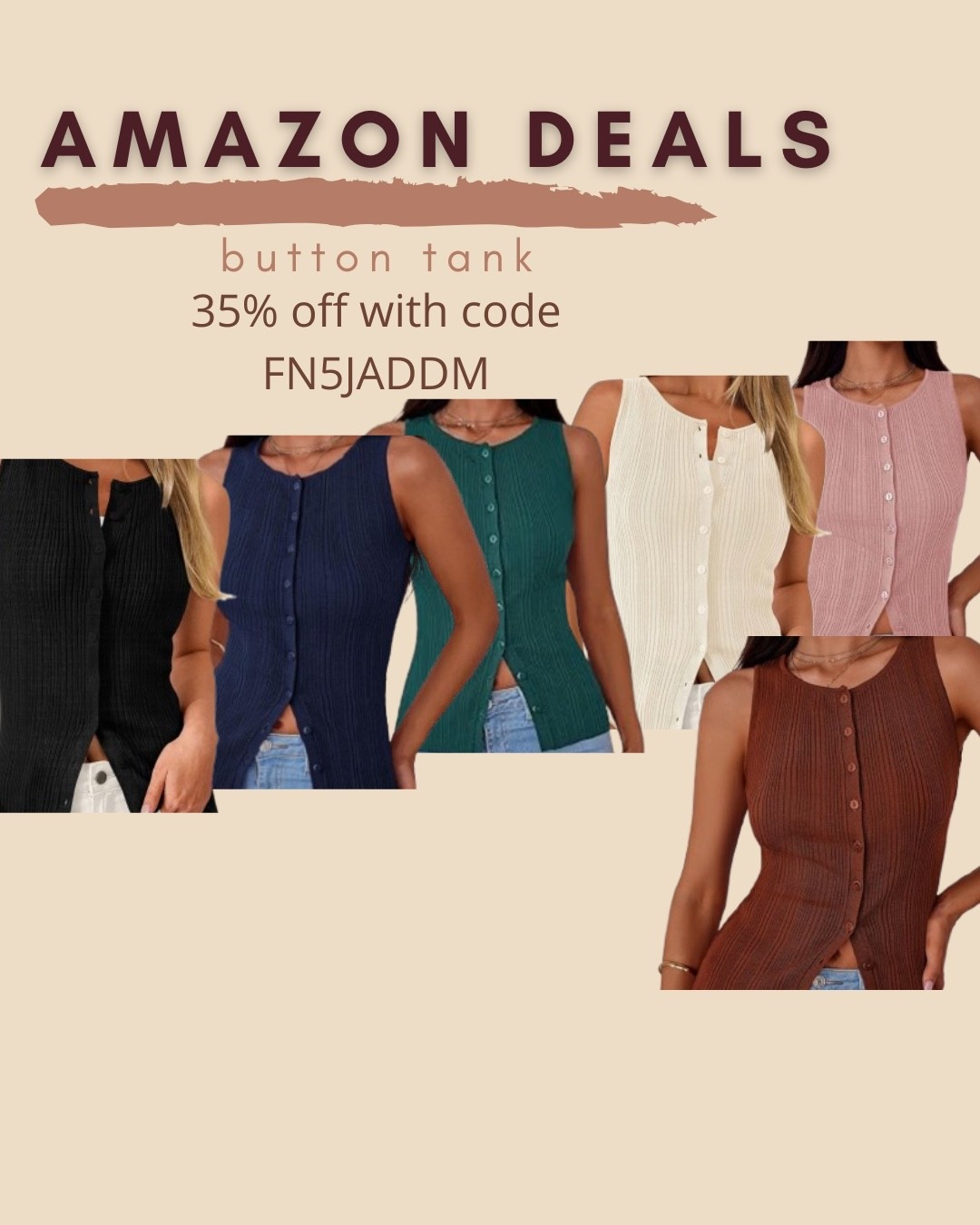 $16 ends 5/21

Amazon fashion
Amazon deals
Tank top
Button tank

#LTKSaleAlert