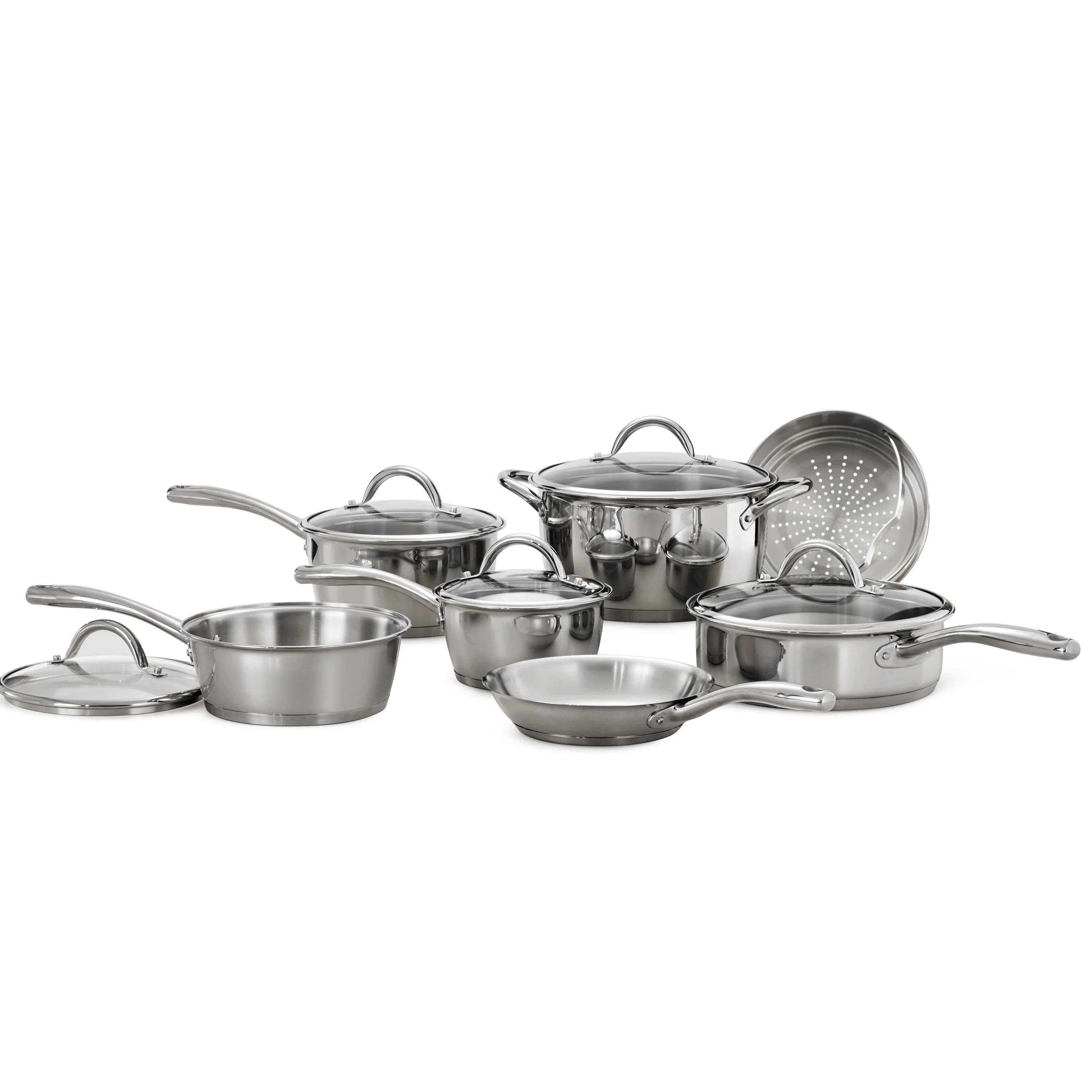 Tramontina Gourmet Stainless Steel Tri-Ply Base Cookware Set, 12 Piece | Walmart (US)